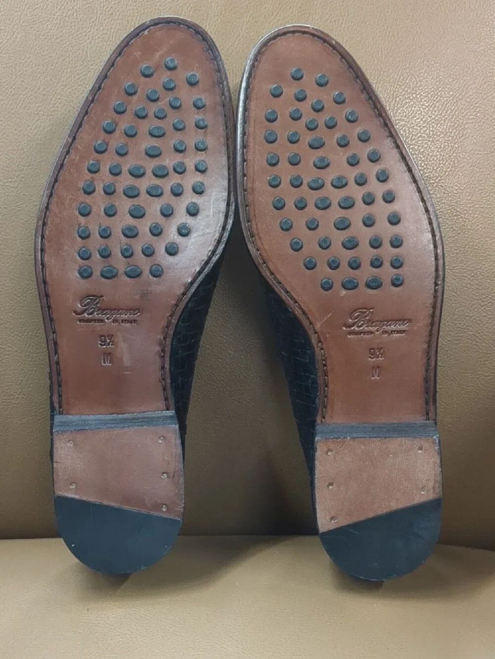 *Made In Italy* Cole Haan Black Woven Leather Slip-On Loafers